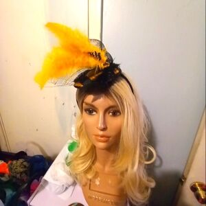 Yellow Feather Fascinator Headband